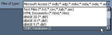 Selecting an ODBC Database