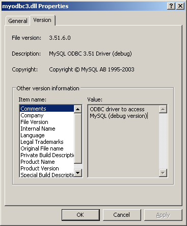 DLL Properties Dialog